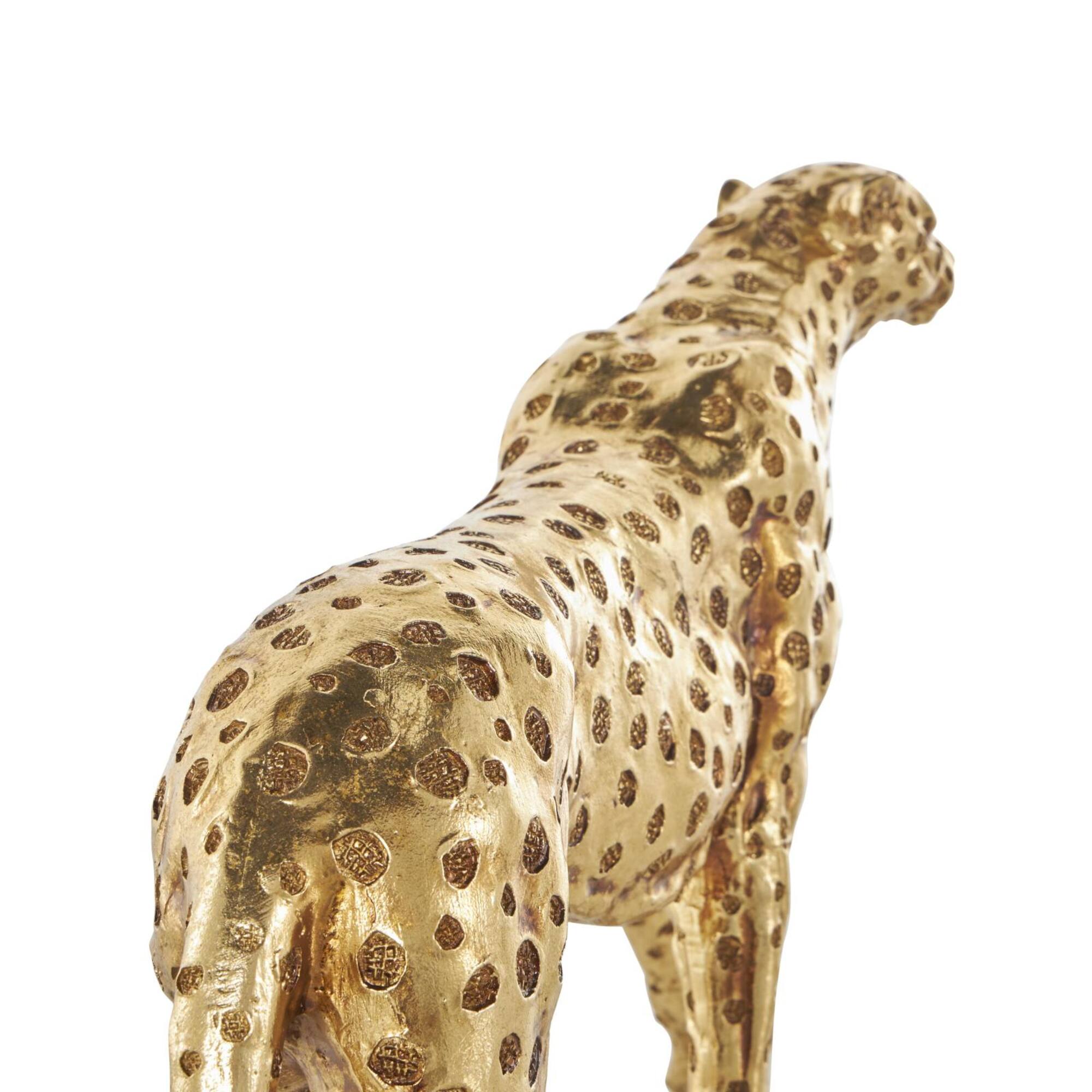 17" Long Gold Walking Cheetah Sculpture